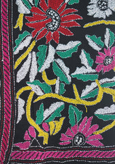 Wool Needle Work Shawl D - 46S - BLACK