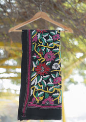 Wool Needle Work Shawl D - 46S - BLACK