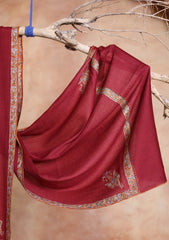Pashmina Kashmiri Border Scarf D#29 - Maroon 1