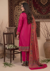 Winter - Fancy Silk Zari Jamawar - 3 Pcs Suit - D#06 - Sh Pink