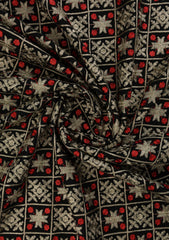 Elite Men China Boski Dery Silk Embroidered Grey Selvage - Black