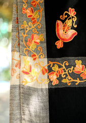 Pashmina Ari Work Shawl D - 106 - Black