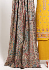 Winter - Riwaj - Pashmina Embroidered Suit - Kaani Shawl - D#12 - Golden
