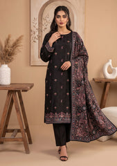 Formals - Fancy Silk Embroidered - 3 Pcs Suit - D#02 - Black