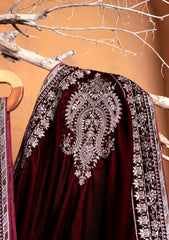 Embroidered Velvet Shawl D#12 - Magenta