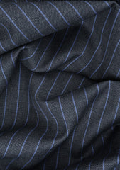 Scabal Super Fine Texture Stripe Selvage Wool Fabric - D Grey