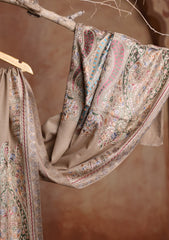 Pashmina Ari Work Jaaldar Scarf D#01 - Brown