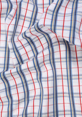 Elite Men Yarn Count Selvage Check Satin Cotton Fabric - B Red