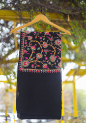 Pashmina Emboridered Shawl D - 163 - Black