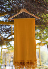 Plain Wool Shawl D - 17 - Mustard