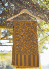 Pure Pashmina Kaani Jamawar Shawl D - 88 - Mustard