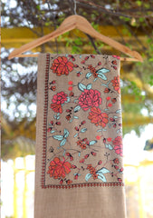 Wool Emboridered Shawl D - 09 - G Brown