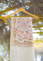 Pashmina Ari Work Shawl D - 159 - OFF WHITE