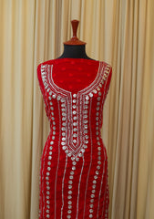 Winter Collection - Riwaj - Chiffon W/ Gota Work - Red