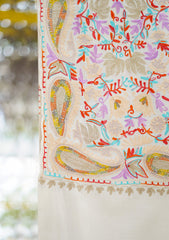 Pashmina Ari Work Shawl D - 159 - OFF WHITE