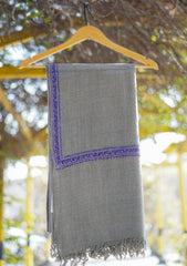 Wool Needle Work Shawl D - 45 - Grey
