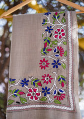 Wool Needle Work Shawl D - 44F - Mouse