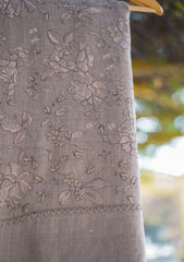 Wool Emboridered Shawl D - 2 - M Brown