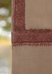 Wool Needle Work Shawl D - 68 - BROWN