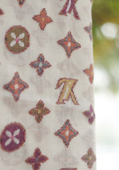 Pure Pashmina Kaani Jamawar Shawl D - 110 - OFF WHITE