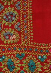Wool Needle Work Shawl D - 57 - D Red
