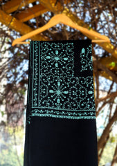 Wool Needle Work Shawl D - 46 - Black