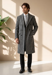 Tweed Selvage Self Texture Woollen Fabric - M Grey