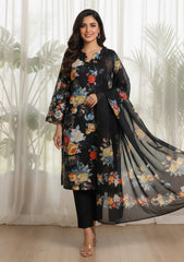Lawn - Rubaaiyat - Digital Printed 26 - 2 By 2 - D#19 - Black