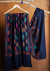 Pashmina Embroidered Jaaldar Shawl D#31 - N Blue