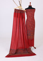 Winter - Riwaj - Pashmina Suit - Kaani Jamawar - Premium 25 - D#48 - Red