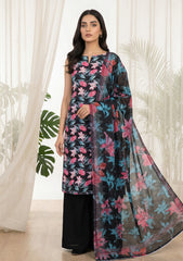 Lawn - Rubaaiyat - Chikankari 26 - Organza Dupatta - D#07 - Black