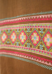 Pashmina Wool Needle Work Shawl D - 16 - Brown