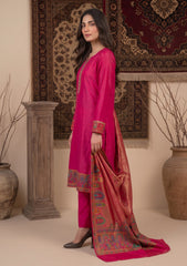 Winter - Fancy Silk Zari Jamawar - 3 Pcs Suit - D#06 - Sh Pink