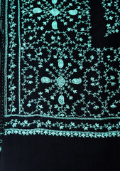 Wool Needle Work Shawl D - 46 - Black