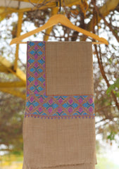 Wool Needle Work Shawl D - 45 - Brown