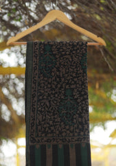 Pure Pashmina Kaani Jamawar Shawl D - 108 - BLACK