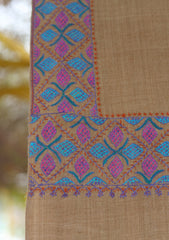 Wool Needle Work Shawl D - 45 - Brown