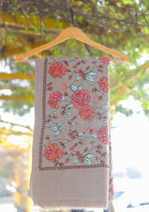 Wool Emboridered Shawl D - 09 - Brown