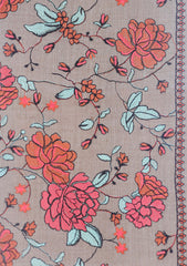 Wool Emboridered Shawl D - 09 - Brown