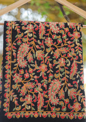 Pure Pashmina Kaani Jamawar Shawl D - 151 - Black