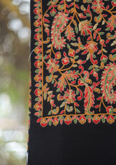 Pure Pashmina Kaani Jamawar Shawl D - 151 - Black
