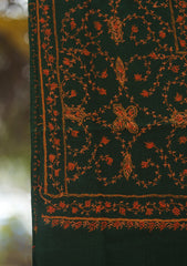 Wool Needle Work Shawl D - 56 - B GREEN