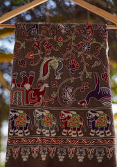 Pashmina Ari Work Shawl D - 135 - G Brown