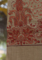 Wool Emboridered Shawl D - 07 - G BROWN
