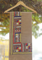 Wool Needle Work Shawl D - 64 - BROWN