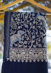 Pashmina Ari Work Shawl D - 120 - N Blue