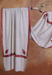 Pashmina Kashmiri Border Scarf D#27 - Fawn