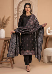 Formals - Fancy Silk Embroidered - 3 Pcs Suit - D#02 - Black