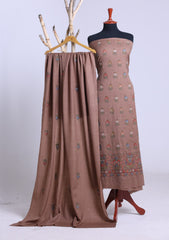 Winter - Riwaj - Pashmina Embroidered Suit - D#10 - Brown