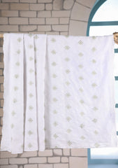 Embroidered Lawn Summer Shawl D#65 - White 4